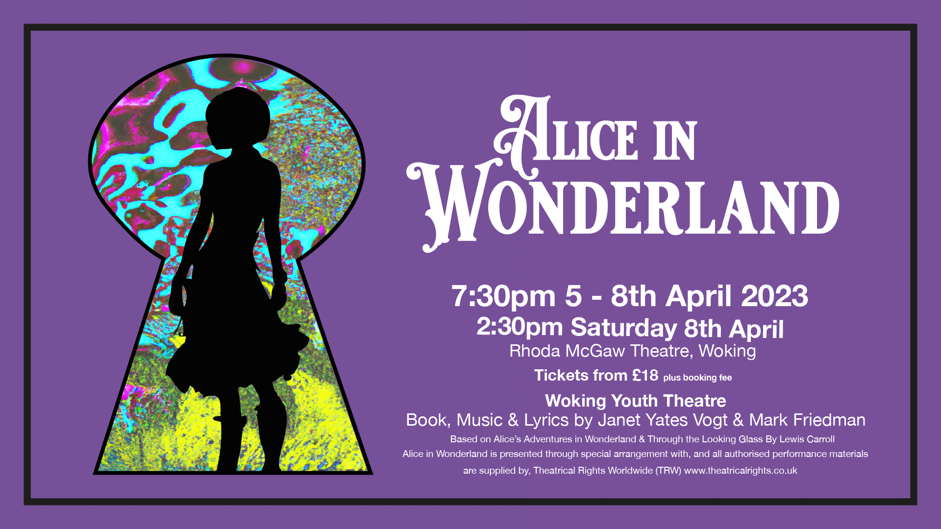 Alice in Wonderland Tickets Rhoda McGaw Theatre, Woking in Woking